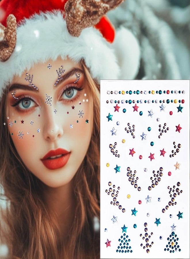 SARATA 3 Sheet Christmas Face Gems Hair Gems, Self-Adhesive Face Jewels Eye Jewels Rhinestones DIY Face Gems Stick on, Halloween Makeup Gems Rave Accessories for Face Eyes Body Makeup, Crafts - Image 4