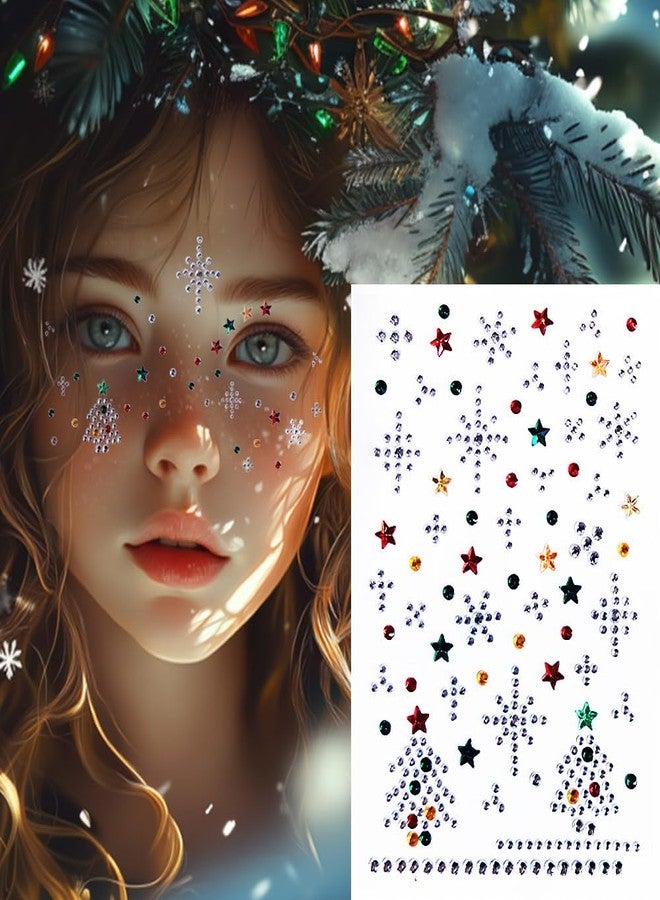 SARATA 3 Sheet Christmas Face Gems Hair Gems, Self-Adhesive Face Jewels Eye Jewels Rhinestones DIY Face Gems Stick on, Halloween Makeup Gems Rave Accessories for Face Eyes Body Makeup, Crafts - Image 3