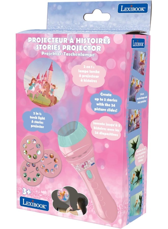 Lexibook Unicorn Stories Projector for Kids, Torch Light and Image Projector with 3 Story Discs and 24 Images, Creative Storytelling Toy for Boys and Girls, Interactive Imagination and Learning Activity, Portable Storytelling Projector for Bedroom Fun - Image 1