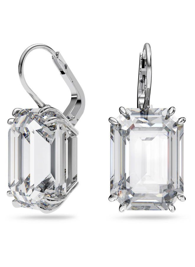 SWAROVSKI Millenia Drop Earrings with Clear Oversized Octagon Cut Crystal in Rhodium Finish  - Image 2