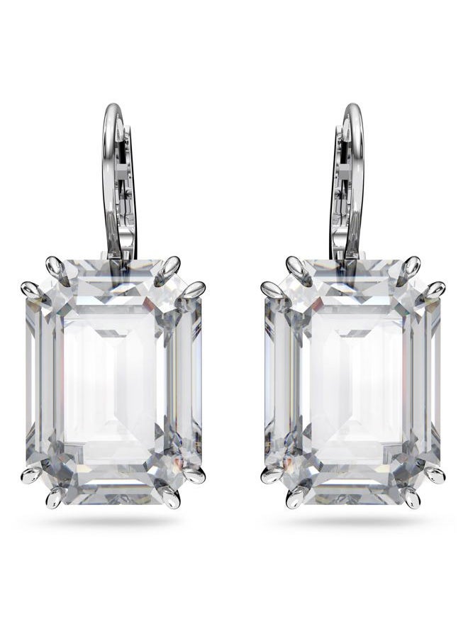 SWAROVSKI Millenia Drop Earrings with Clear Oversized Octagon Cut Crystal in Rhodium Finish  - Image 1
