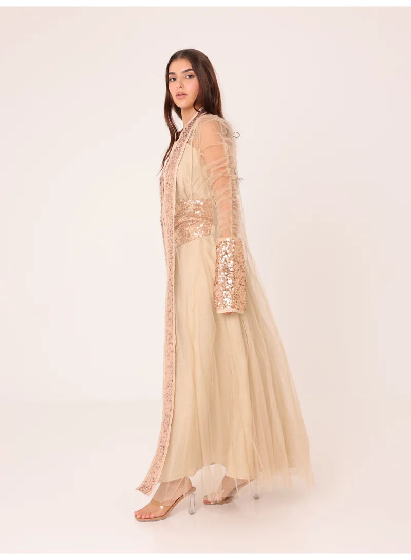 IKKXA  2 Piece Outfit Luxury Sequins Tulle Sleeves  | Best Price UAE