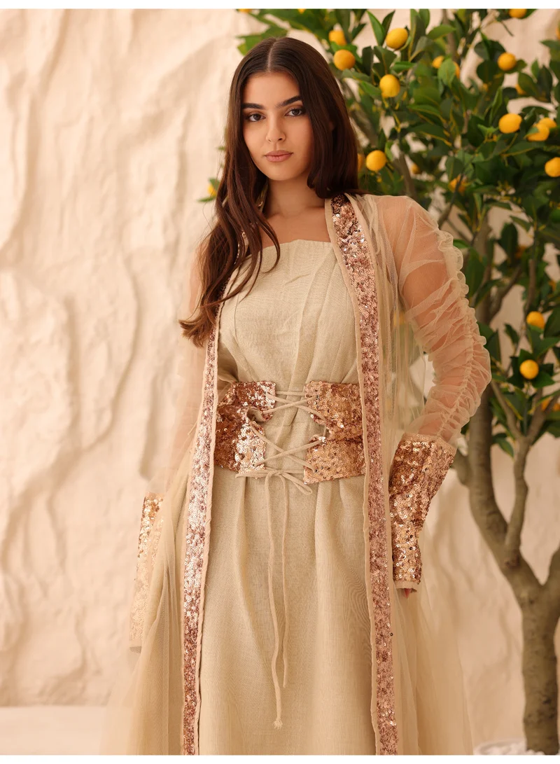 IKKXA  2 Piece Outfit Luxury Sequins Tulle Sleeves  | Best Price UAE