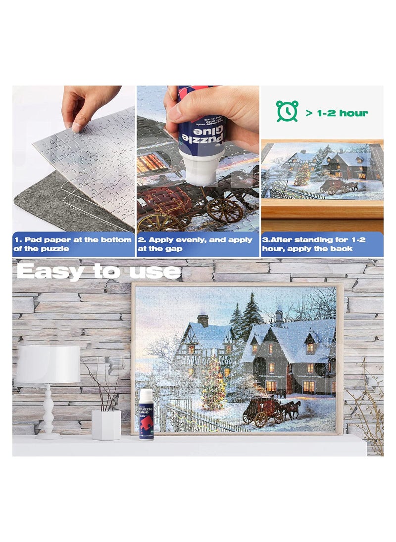 Excefore Puzzle Glue Clear with New Sponge Head, Replace Puzzle Saver Suitable for 3000/3500/5000 Pieces of Puzzle for Paper and Wood, Water-Soluble Special Craft Puzzle Glue Sheets, 120ML X 2 Bottle  - Image 5