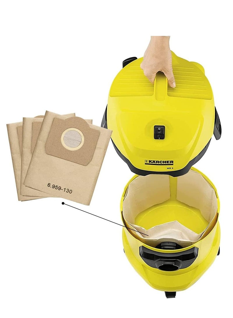 بريميفي 5 قطع من أكياس فلتر الورق المتوافقة مع موديل Karcher WD3 WD3P  - Image 2