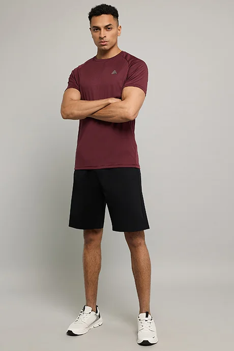 R&B Logo Detail Active T-Shirt with Crew Neck and Short Sleeves