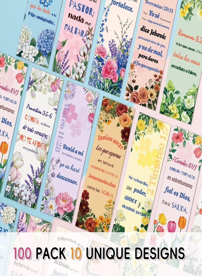 Zhirlyn مجموعة زيرلين المكونة من 100 فاصل كتاب فريد، 10 أنماط، تصميم مزدوج الجوانب لمحبي الكتب، هدايا فواصل الكتب للقراء والطلاب والمعلمين ولوازم المكتب (الكتاب المقدس باللغة الإسبانية) - Image 4