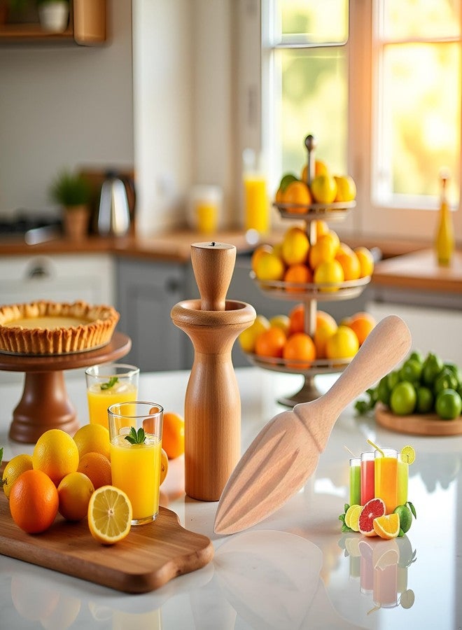 Sluswallow Wooden Citrus Juicer - Handheld Manual Lemon/Orange Reamer | Portable Fruit Squeezer Tool for Home,Cafe and Bar,Kitchen Utensils,Bartender Accessories,Juicer Easy to Hold for Daily Home Restaurant - Image 4