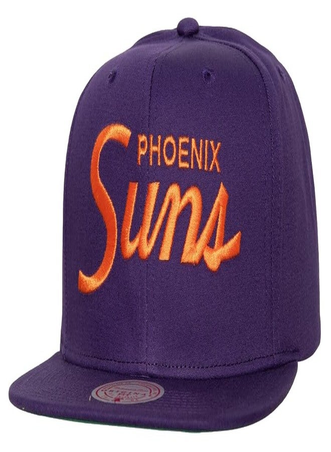 Mitchell & Ness Phoenix Suns New NBA 90's Draft Day Retro Script Purple Orange Era Snapback Hat Cap - Image 2
