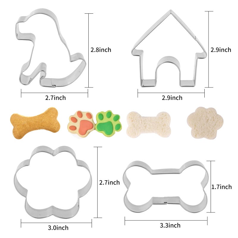 ANCKNE Dog Bone Cookie Cutter Anckne Bone Shape Cookie Cutter Set Stainless Steel Homemade Dog Biscuit Treats Cutter 4 Pieces - Image 3