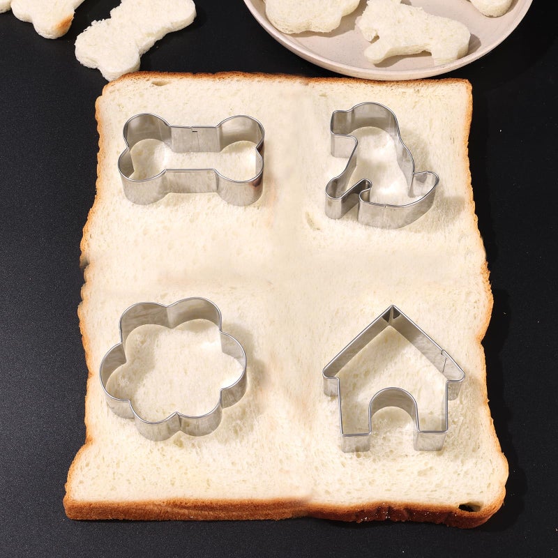 ANCKNE Dog Bone Cookie Cutter Anckne Bone Shape Cookie Cutter Set Stainless Steel Homemade Dog Biscuit Treats Cutter 4 Pieces - Image 4