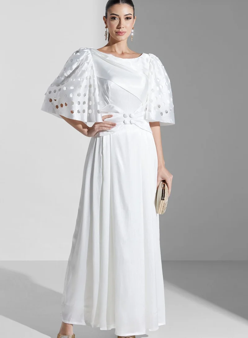 Iyra Balloon Sleeve Tiered Dress