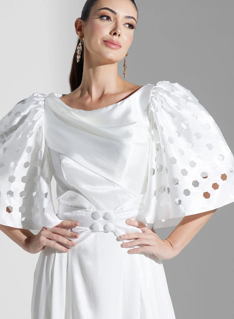 Iyra Balloon Sleeve Tiered Dress