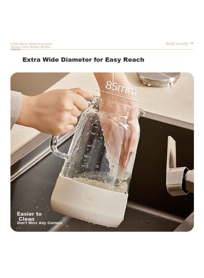 Bear Home Cold Water Kettle High Borosilicate Glass Cup Anti-scalding Silicone Bottom 1.5l Large Capacity Cold Water Kettle Cup Beer Mug - Image 4