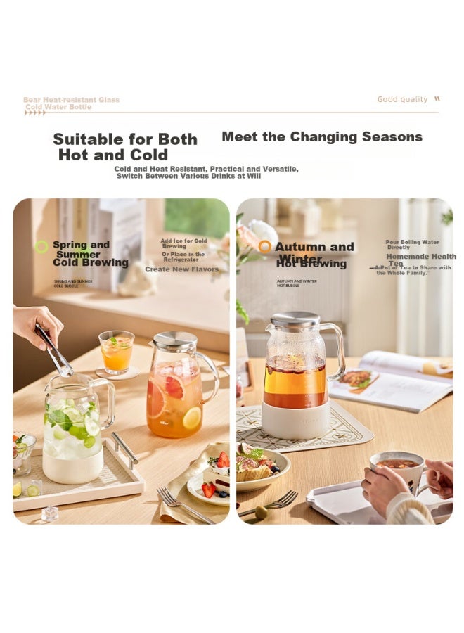 Bear Home Cold Water Kettle High Borosilicate Glass Cup Anti-scalding Silicone Bottom 1.5l Large Capacity Cold Water Kettle Cup Beer Mug - Image 5