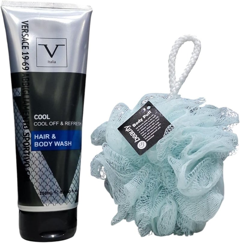 Italia V Cool Hair Body Wash Cool Off Refresh 250ml Abbigliamento Sportivo SRL With Free Body Puff