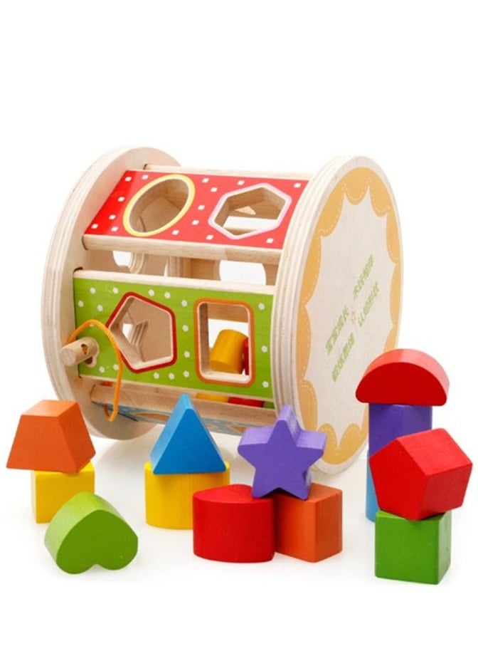 Soofam Wooden Blocks Shape Sorter Set ,Wooden Sorter Toy,Exploration And Independent Wooden Shape Sorter Intelligence Box For Kids,Creative Craft Geometric Shape Sorter Educational Learning Toy For Kids,  - Image 1