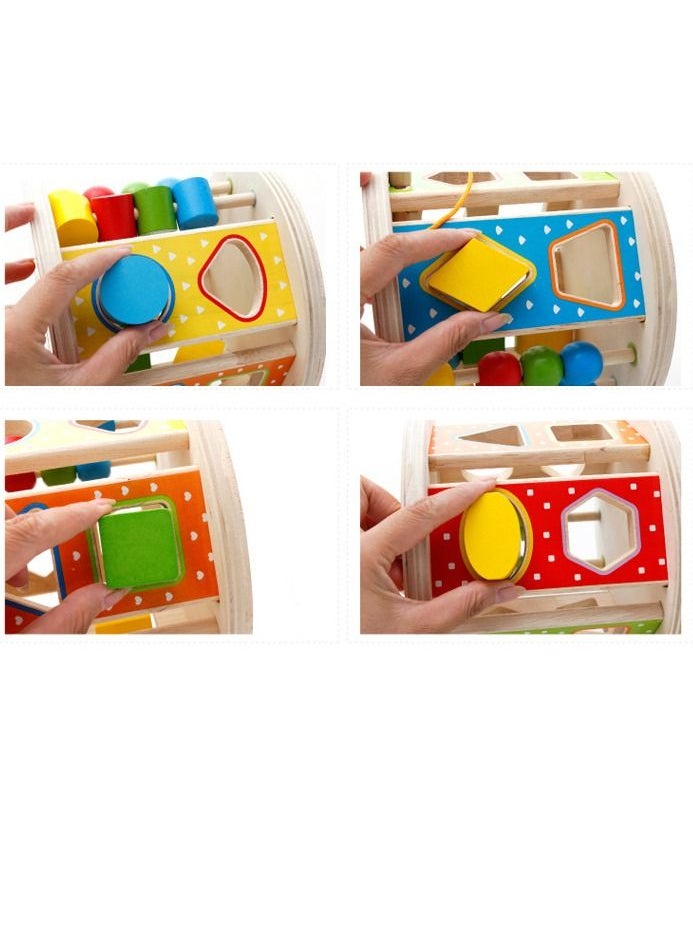 Soofam Wooden Blocks Shape Sorter Set ,Wooden Sorter Toy,Exploration And Independent Wooden Shape Sorter Intelligence Box For Kids,Creative Craft Geometric Shape Sorter Educational Learning Toy For Kids,  - Image 2