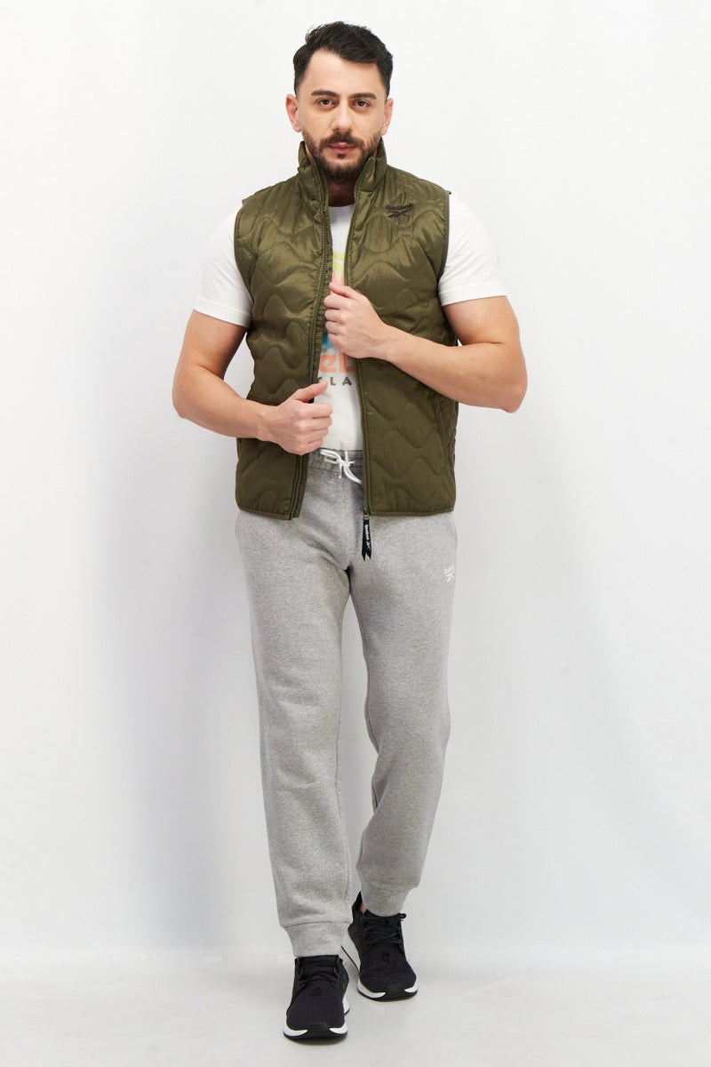 Reebok Men Sportswear Fit Padded Outdoor Vest Jacket, Olive - Image 3