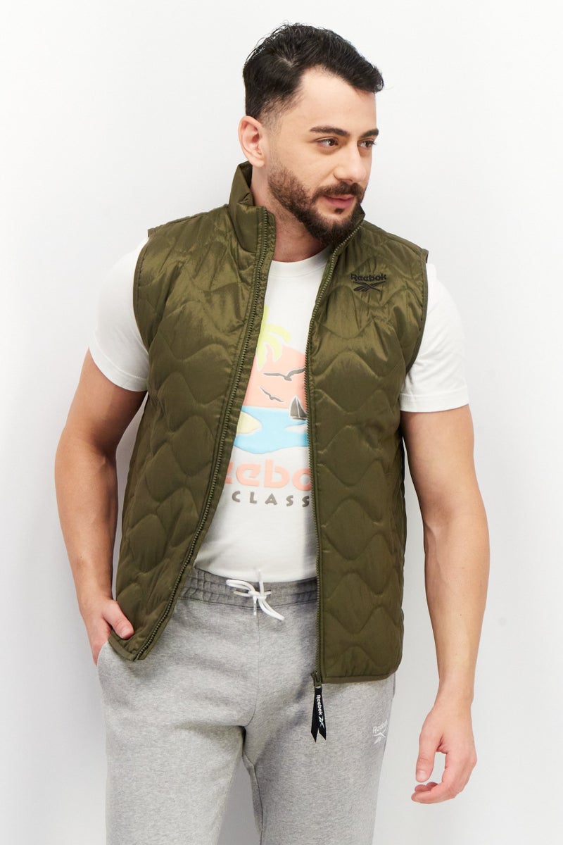 Reebok Men Sportswear Fit Padded Outdoor Vest Jacket, Olive - Image 1