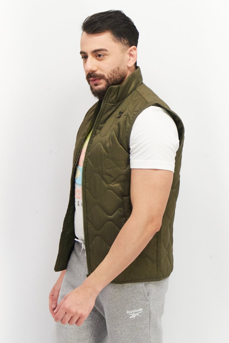 Reebok Men Sportswear Fit Padded Outdoor Vest Jacket, Olive - Image 4