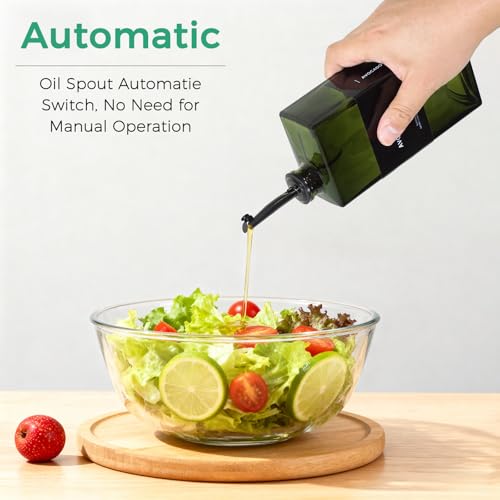 WISIMMALL Olive Oil Dispenser Bottle For Kitchen, 17OZ UV-Blocking Oil And Vinegar Dispenser Set Of 2, Soy Sauce Cooking Oil Dispenser with 2 Stainless Steel Pourers & 44 Labels - Image 3