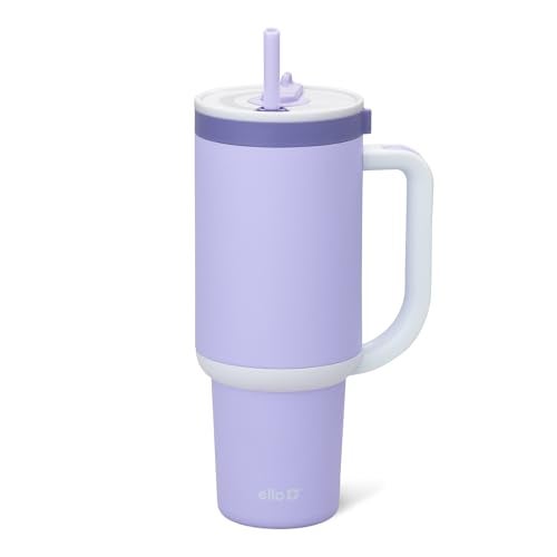Ello Oasis 40 oz Tumbler with Handle Retracting Straw Reusable Insulated Stainless Steel Cup 100 Leakproof Gifts for Teens Women Men Keeps cold for 20 Hours Cup Holder Friendly Twilight - Image 1