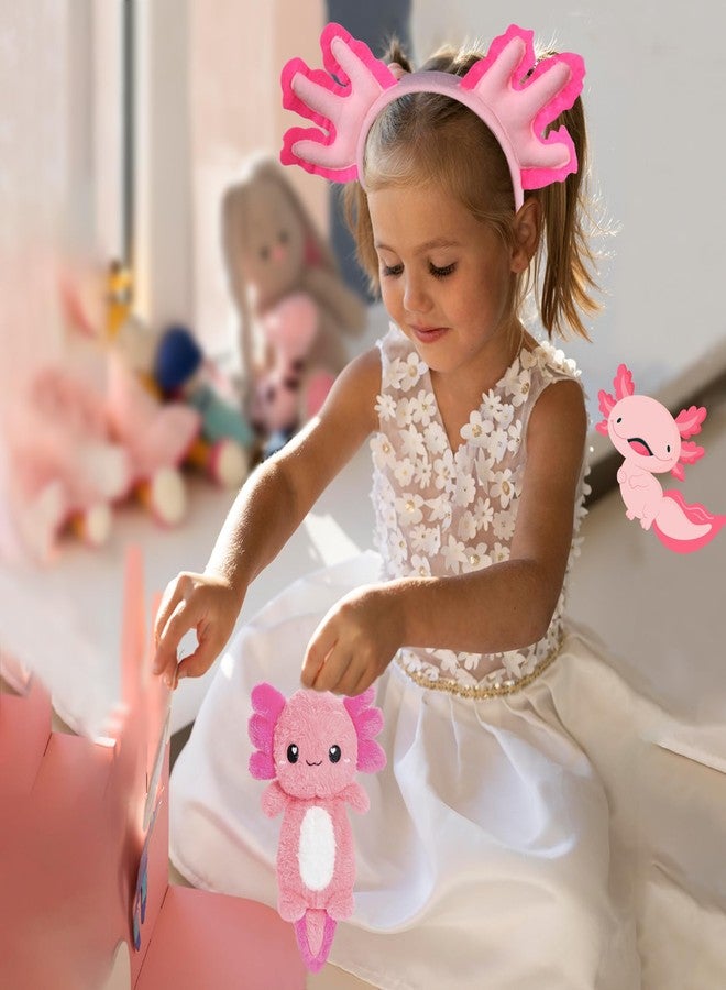 Creatoy Axolotl Toys, Axolotl Costume Kids Animal Headband with Tail for Girls Boys Dress Up Halloween Birthday Party Favors - Image 3