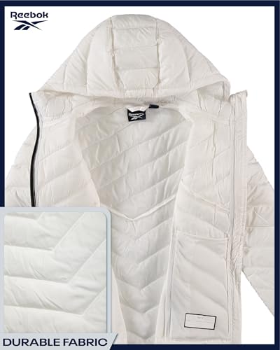 Reebok Girls Winter Jacket - Weather Resistant Hooded Quilted Puffer Parka Girls Jacket - Lightweight Warm Winter Coat, Size 7-8, White - Image 4