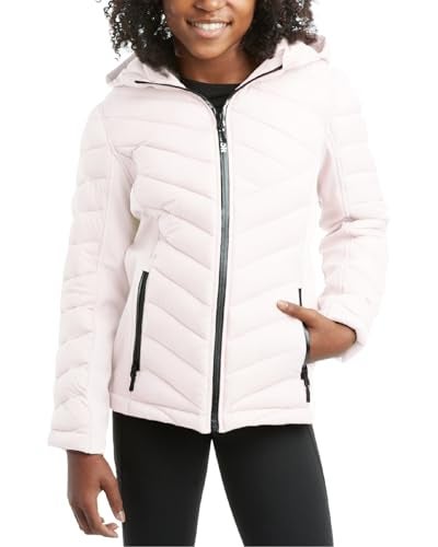 Reebok Girls Winter Jacket - Weather Resistant Hooded Quilted Puffer Parka Girls Jacket - Lightweight Warm Winter Coat, Size 7-8, White - Image 1