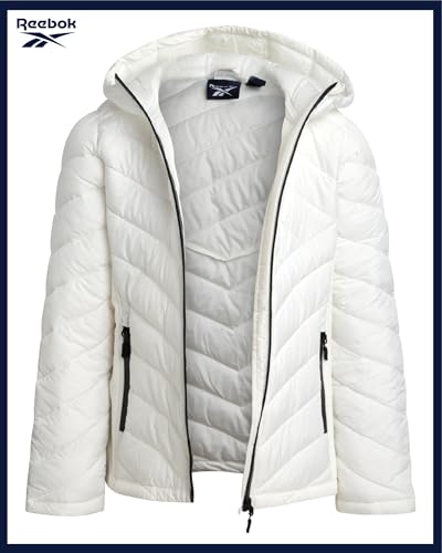 Reebok Girls Winter Jacket - Weather Resistant Hooded Quilted Puffer Parka Girls Jacket - Lightweight Warm Winter Coat, Size 7-8, White - Image 2