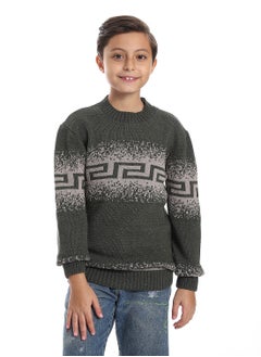 Wool Boys Pullover With Multi Design