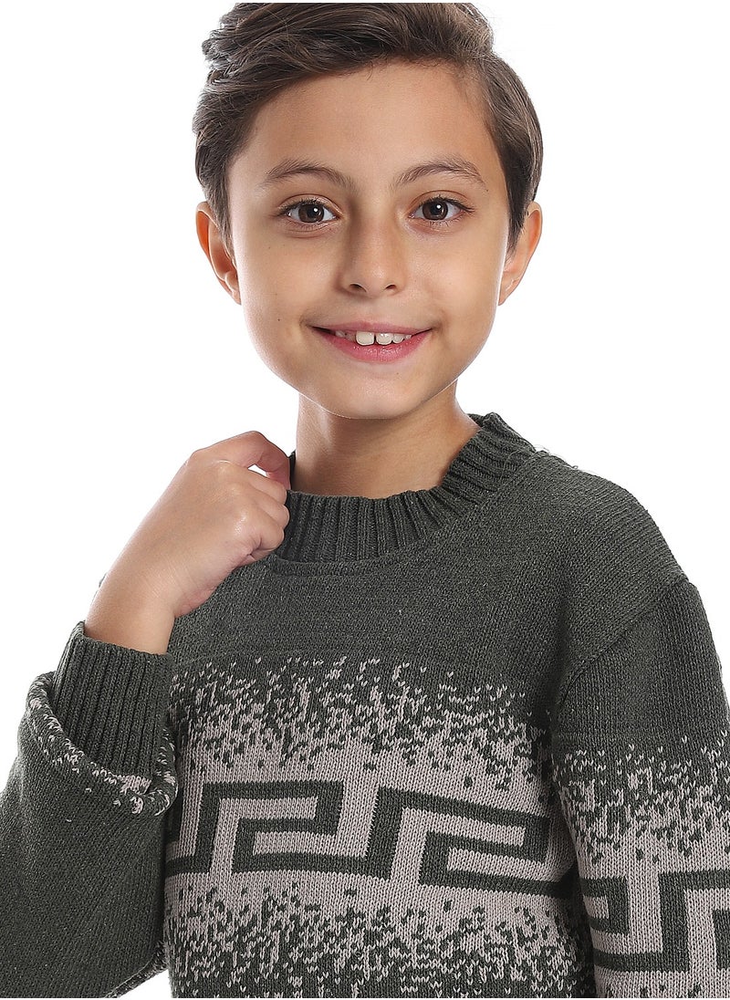 Caesar - Wool Boys Pullover With Multi Design - Image 1