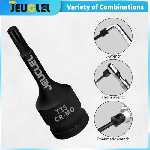 JEUCLEL T35 Torx Bit Socket, 1/2" Drive Torx Star 6 Point Impact Bit Socket, 3-Inch, Cr-Mo Steel, Screwdriver Adapter for Electric Ratchet Wrenches Fastening Screws Hand Repair - Image 3