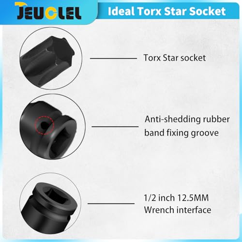 JEUCLEL T35 Torx Bit Socket, 1/2" Drive Torx Star 6 Point Impact Bit Socket, 3-Inch, Cr-Mo Steel, Screwdriver Adapter for Electric Ratchet Wrenches Fastening Screws Hand Repair - Image 4