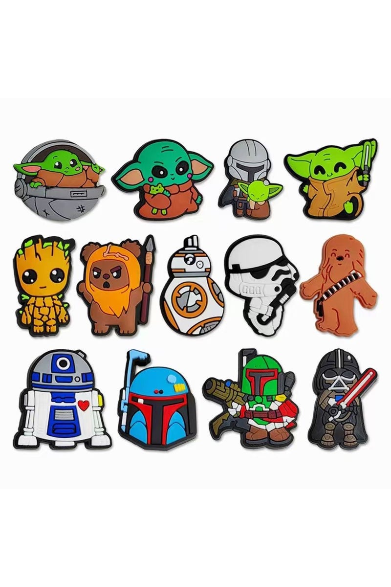 ١٣ قطعة (٨-٥٥ قطعة) من زينة أحذية حرب النجوم، مشابك أحذية ملونة من مادة PVC، لوازم حرفية يدوية، لوازم حفلات