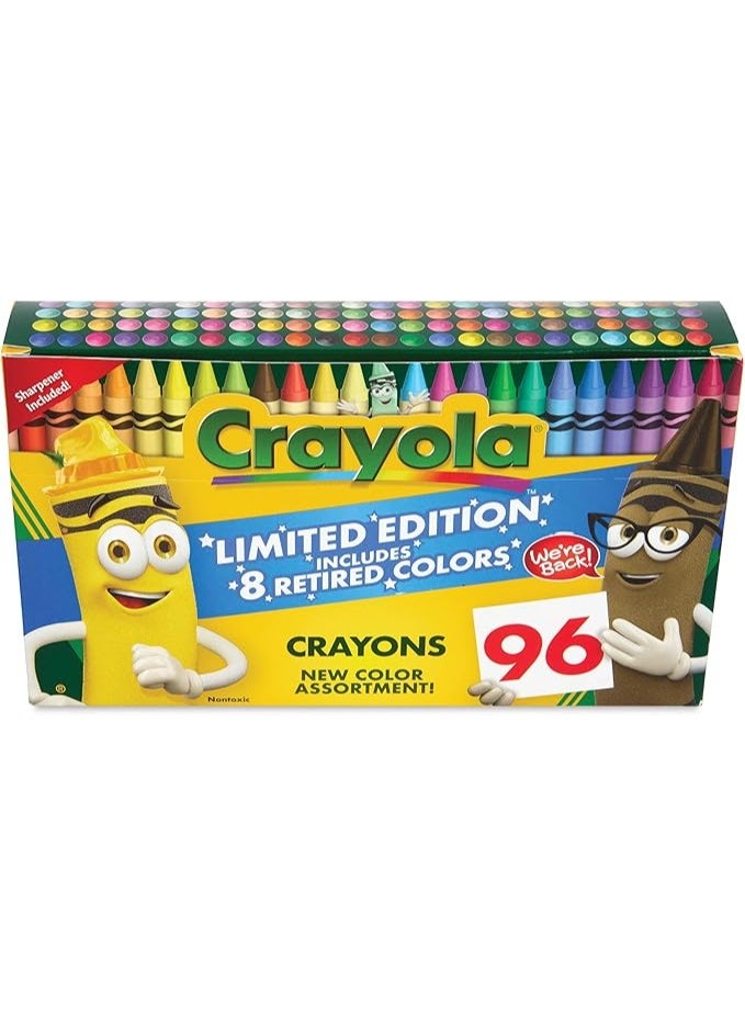 Crayola Limited Edition Crayons Set of 96 with 8 Retired Colors CY52-3018  مجموعة أقلام تلوين كرايولا محدودة الإصدار مكونة من 96 قلمًا مع 8 ألوان متوقفة CY52-3018