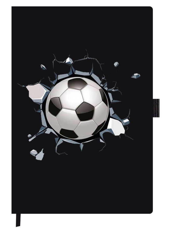Theodor Designer A5 Thick Black Hardcover Notebook Football - Image 1