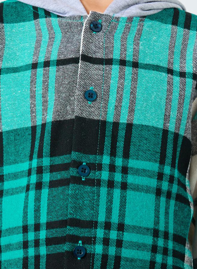 Styli Boys Checked Hooded Shirt and Cargo Pants Set - Image 3