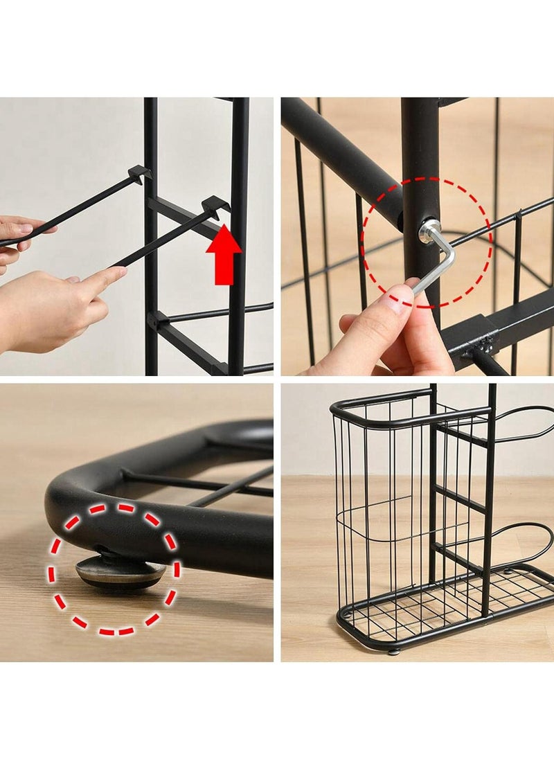 AIWANTO Multifunctional Sports Storage Rack Basketball Soccer Volleyball Badminton Racket Cricket Football Indoor Home Simple Design Black 146 CM  - Image 4
