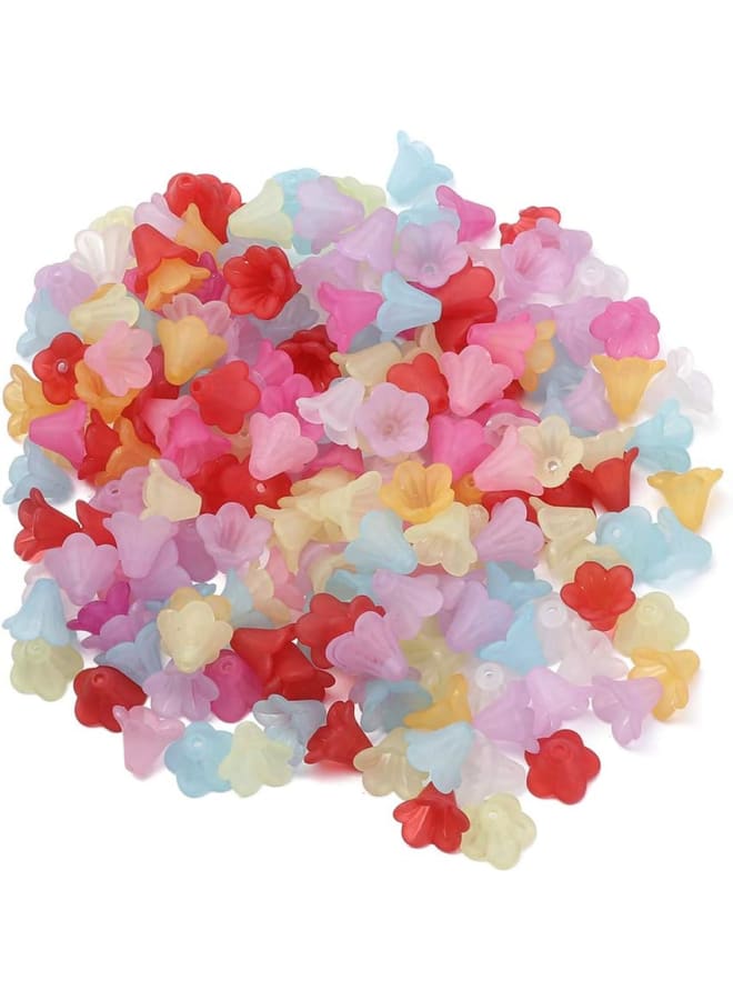 1 Assorted Color Frosted Acrylic Petals Transparent Flower Beads Acrylic Lucite Bell Flower Beads DIY Fitting Material Trumpet Flower Shape Petals DIY Handmade Hair Accessories - Image 1