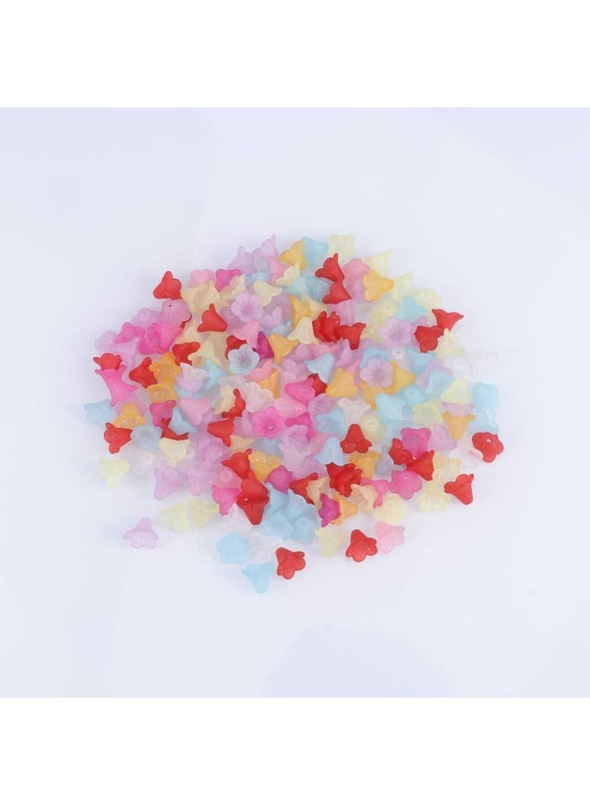 1 Assorted Color Frosted Acrylic Petals Transparent Flower Beads Acrylic Lucite Bell Flower Beads DIY Fitting Material Trumpet Flower Shape Petals DIY Handmade Hair Accessories - Image 5