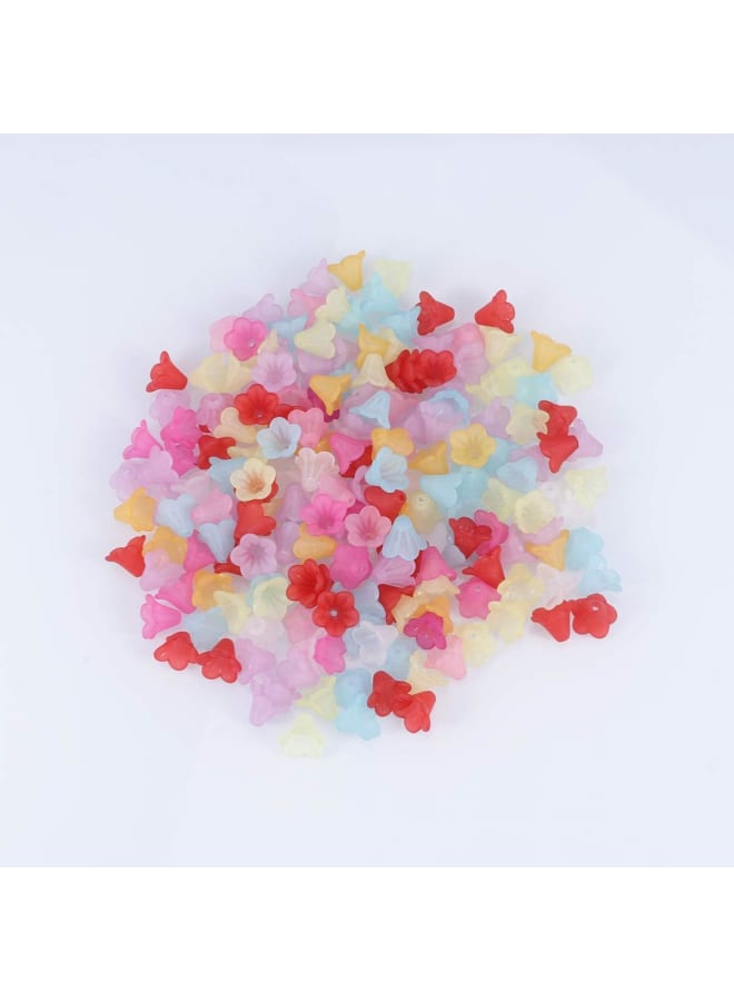 1 Assorted Color Frosted Acrylic Petals Transparent Flower Beads Acrylic Lucite Bell Flower Beads DIY Fitting Material Trumpet Flower Shape Petals DIY Handmade Hair Accessories - Image 3