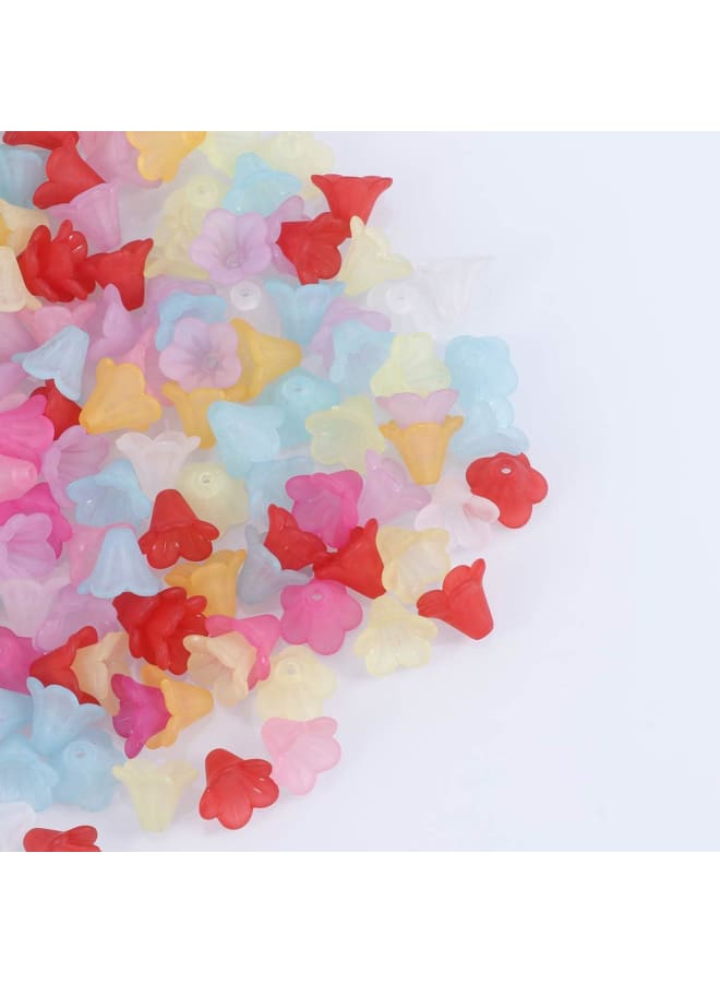 1 Assorted Color Frosted Acrylic Petals Transparent Flower Beads Acrylic Lucite Bell Flower Beads DIY Fitting Material Trumpet Flower Shape Petals DIY Handmade Hair Accessories - Image 4