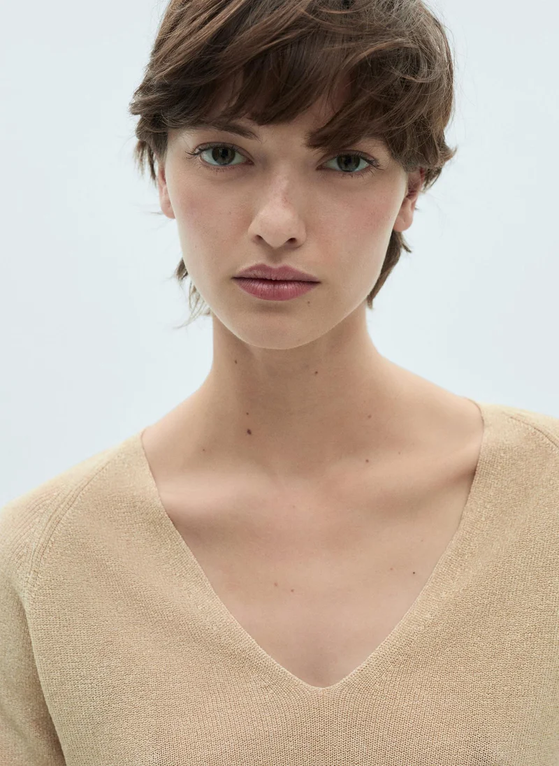 MANGO V-Neck Lurex Sweater