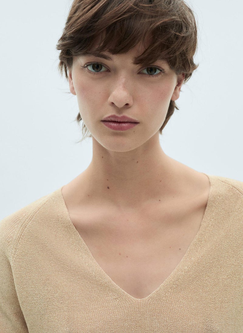 MANGO V-Neck Lurex Sweater  - Image 3