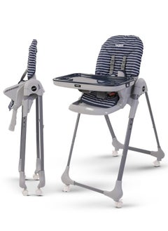 BAYBEE 2 in 1 Baby High Chair for Kids Feeding with 7 Height Adjustable Recline Footrest Baby Chair Booster Seat with Food Tray Belt Kids High Chair for Baby 6 Months to 4 Years Boy Girl Navy Blue  - Image 1
