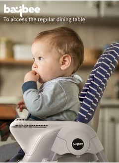 BAYBEE 2 in 1 Baby High Chair for Kids Feeding with 7 Height Adjustable Recline Footrest Baby Chair Booster Seat with Food Tray Belt Kids High Chair for Baby 6 Months to 4 Years Boy Girl Navy Blue  - Image 2