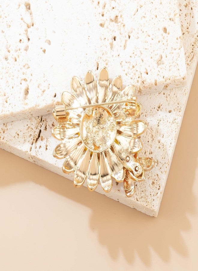 YOQUCOL Sunflower Bee Brooches and Pins for Women Rhinestone Crystal Enamel Floral Lapel Pin for Women Dress Hat Accessory - Image 5