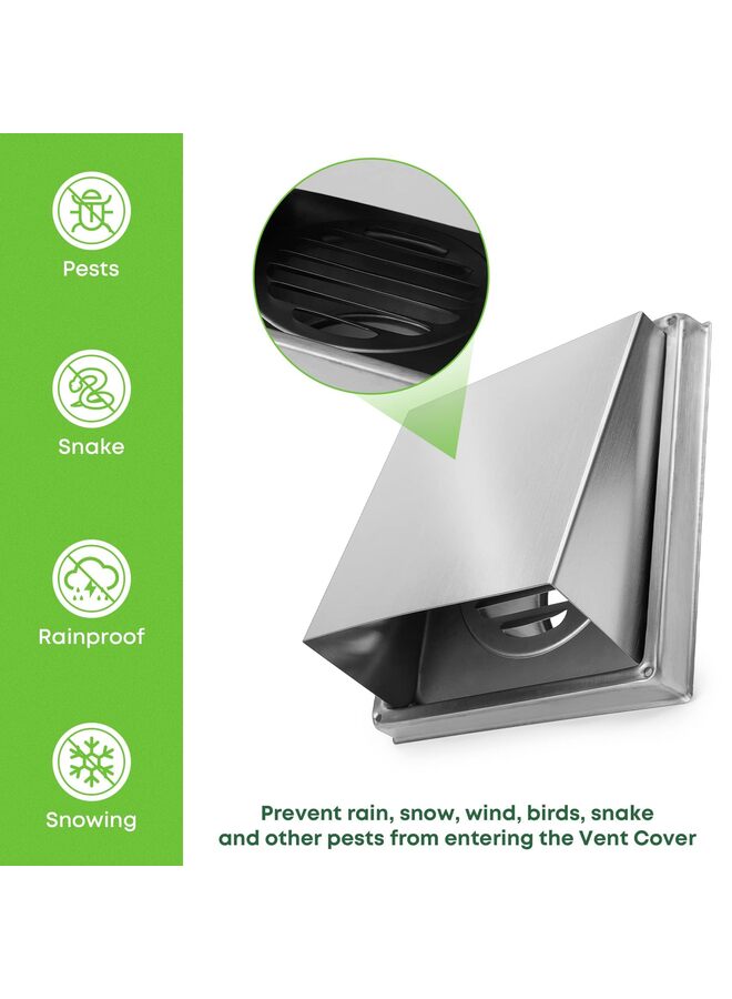 LAMAY Dryer Vent Cover Outdoor Walls - Cowled External Extractor Fan Vent Dryer Cover - Robust and Stainless Steel Outdoor Dryer Vent Cover - Fits Only with Metal Pipes (Size : 100MM) - Image 3